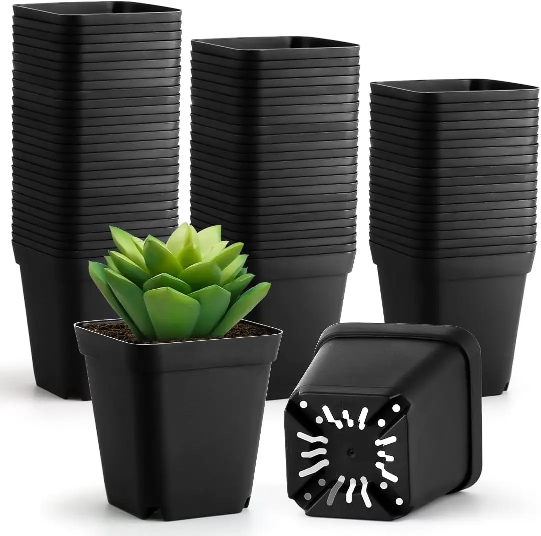 

80 Pcs 4 Inch Nursery Pots with Drainage Holes, Plastic Seed Starting Pots for Succulents, Transplanting, Sturdy Seedling