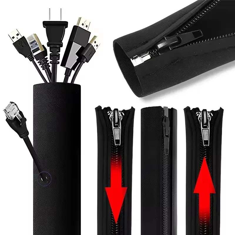 3/1PCS Cable Organizer Zipper Wire Cable Management Organizer Sleeve for TV Computer power line Protective Hidden Storage Covers
