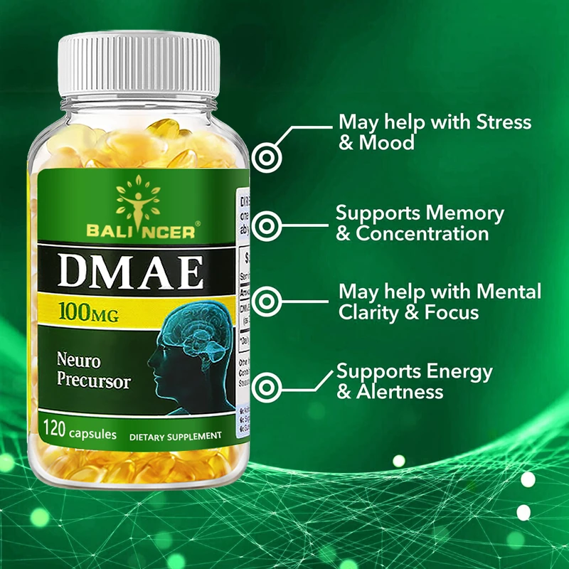 DMAE Capsules - Brain Health Supplement - Helps Improve Memory and Concentration, Promotes Mental Clarity, and Relieves Stress