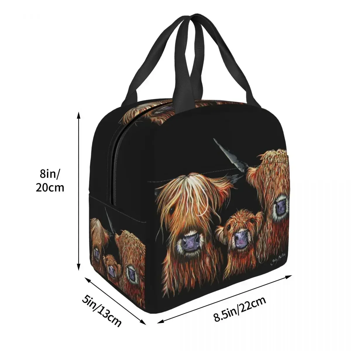 Scottish Highland Cows Insulated Lunch Bag Waterproof Picnic Bags Thermal Cooler Lunch Box Lunch Tote for Woman Work Kids School