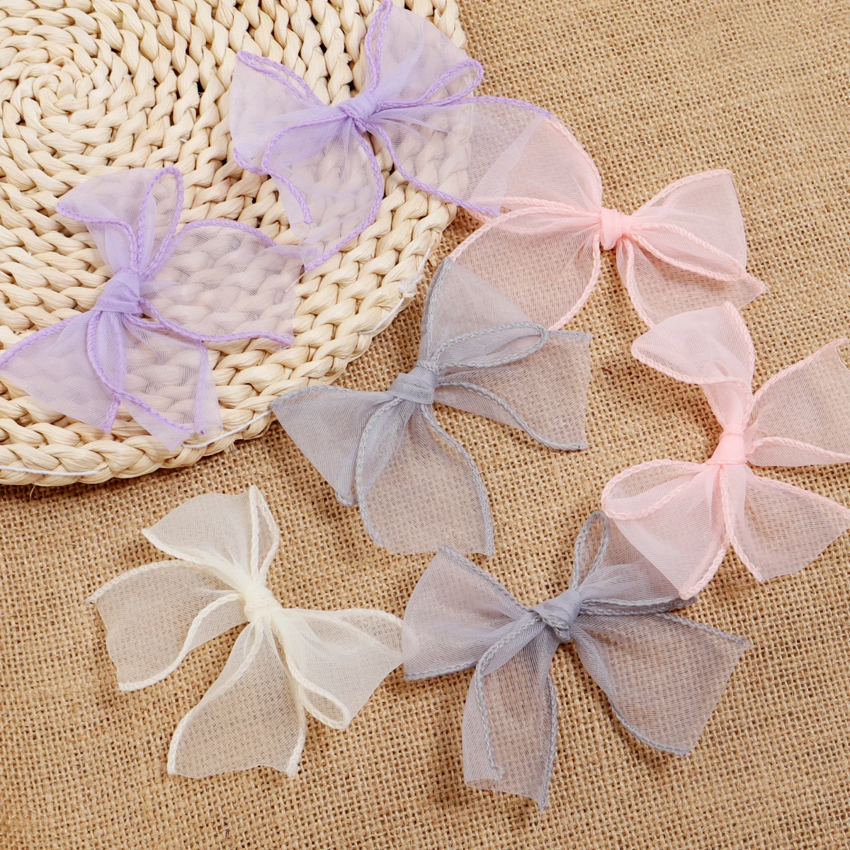 

10/20 шт./лот, банты из атласной ленты, 8x8 см, сетка из органзы, галстук-бабочка, рыбий хвост, марлевый бант для DIY, швейные ремесла, украшения, аксессуары