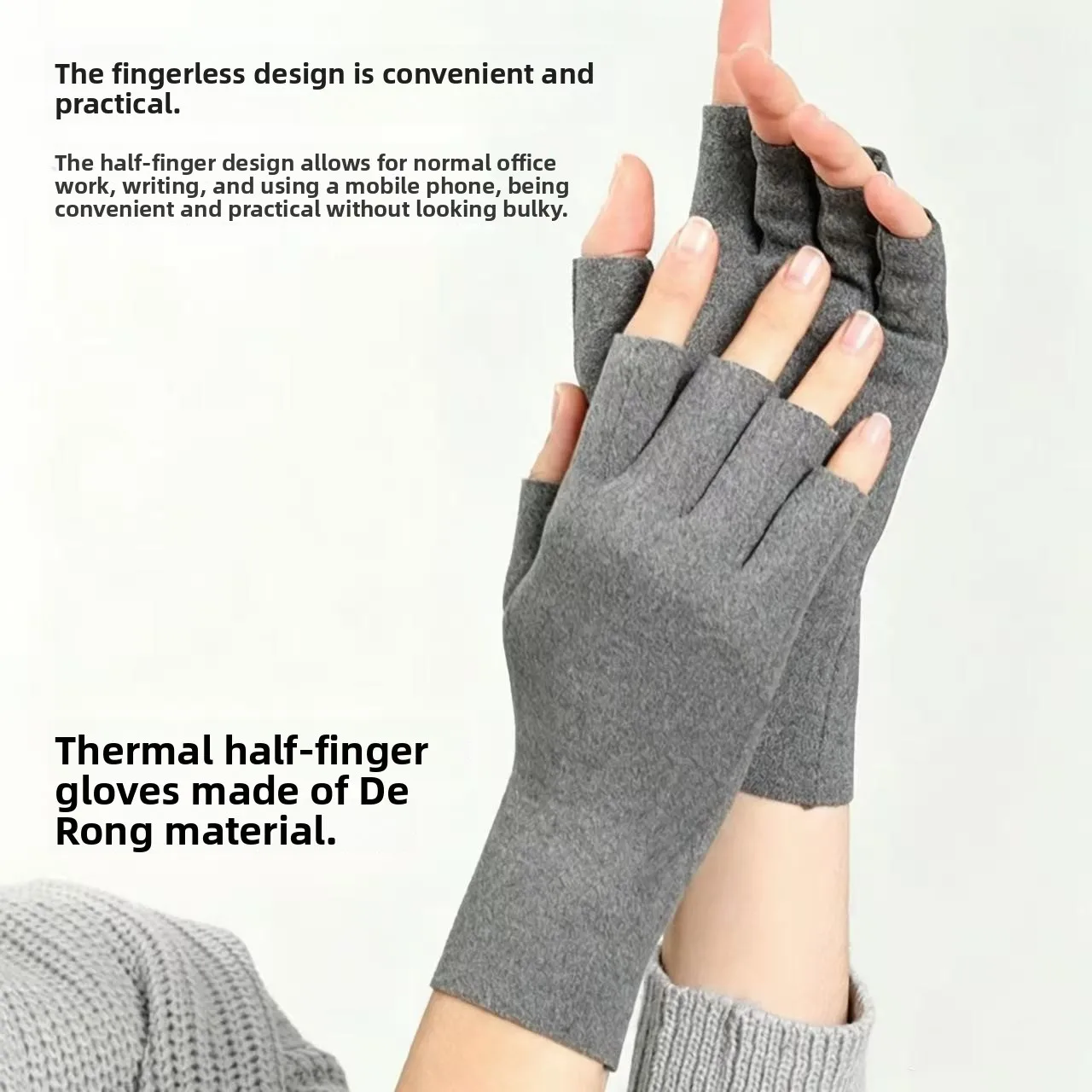 Women's Winter Thin Fingerless Gloves Warm Velvet Writing Work Typing Half Finger Spring Autumn Thin Model Gloves