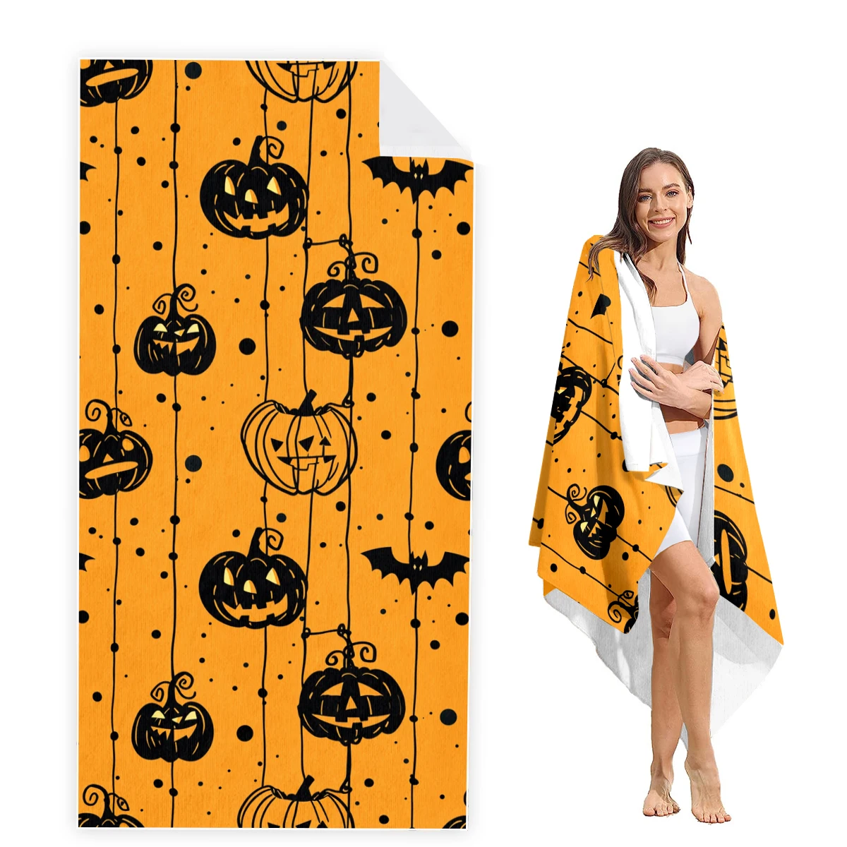 

Hallowmas Beach Towel Oversized, Super Absorbent Sand Free Thick Microfiber Beach Towel,Beach Towels for Kids,Men,Women