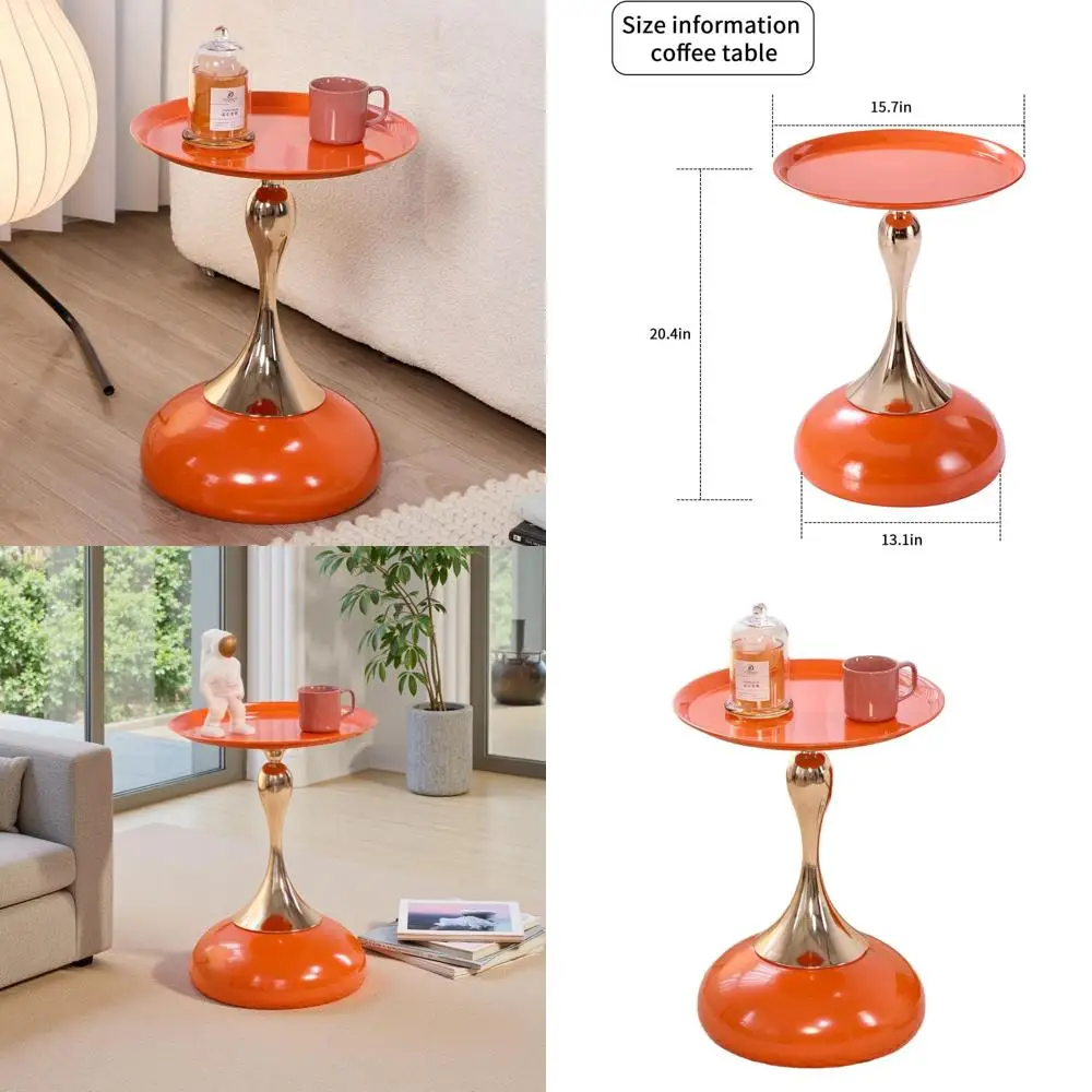 

Modern Hourglass Table - Sleek, Stylish Accent for Living Spaces, Cafes, Dining, Bedrooms, Outdoors - Chic Orange Decor
