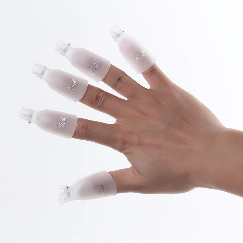 プロフェッショナル 10 個マニキュアキャップクリッププラスチックネイルアートソークオフキャップクリップ UV ジェルポリッシュリムーバーネイルラップツール