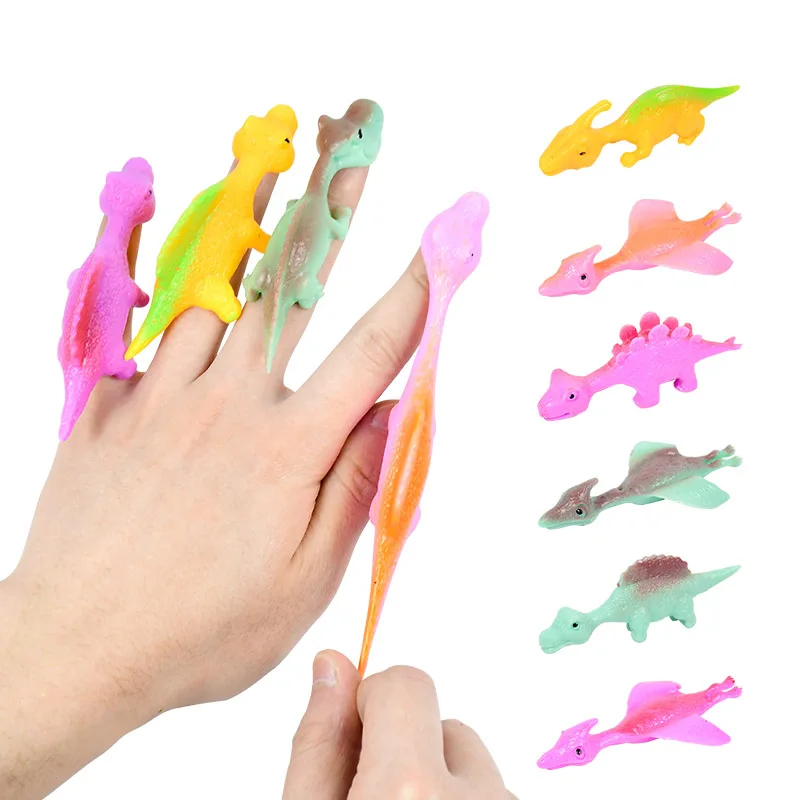 5/10pcs Ejection Dinosaur Fun Slingshot Toy Finger Dart Launching Dinosaur Decompression Games Birthday Baby Shower Party Favor