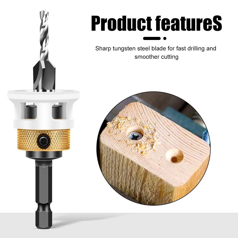 4 Flute Countersink Drill Bit 1/4 Inch Hex Shank Carbide Tipped Carbide Countersink Drill Bit Non-Slip Grip