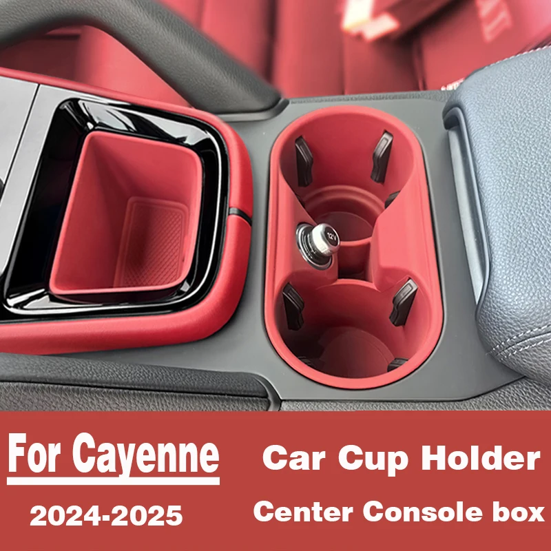 

For Porsche Cayenne 2024 2025 Silicone Car Cup Holder Center Console Organizer Anti Spill Car Drink Holder Insert Auto Accessori