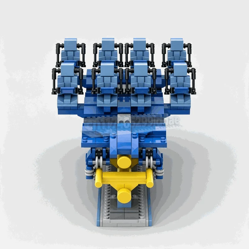 1086PCS Blue Yellow Roller Coaster Train Building Blocks Model Theme Park Ride Vehicle DIY Assembly Set Creative Festival Gift