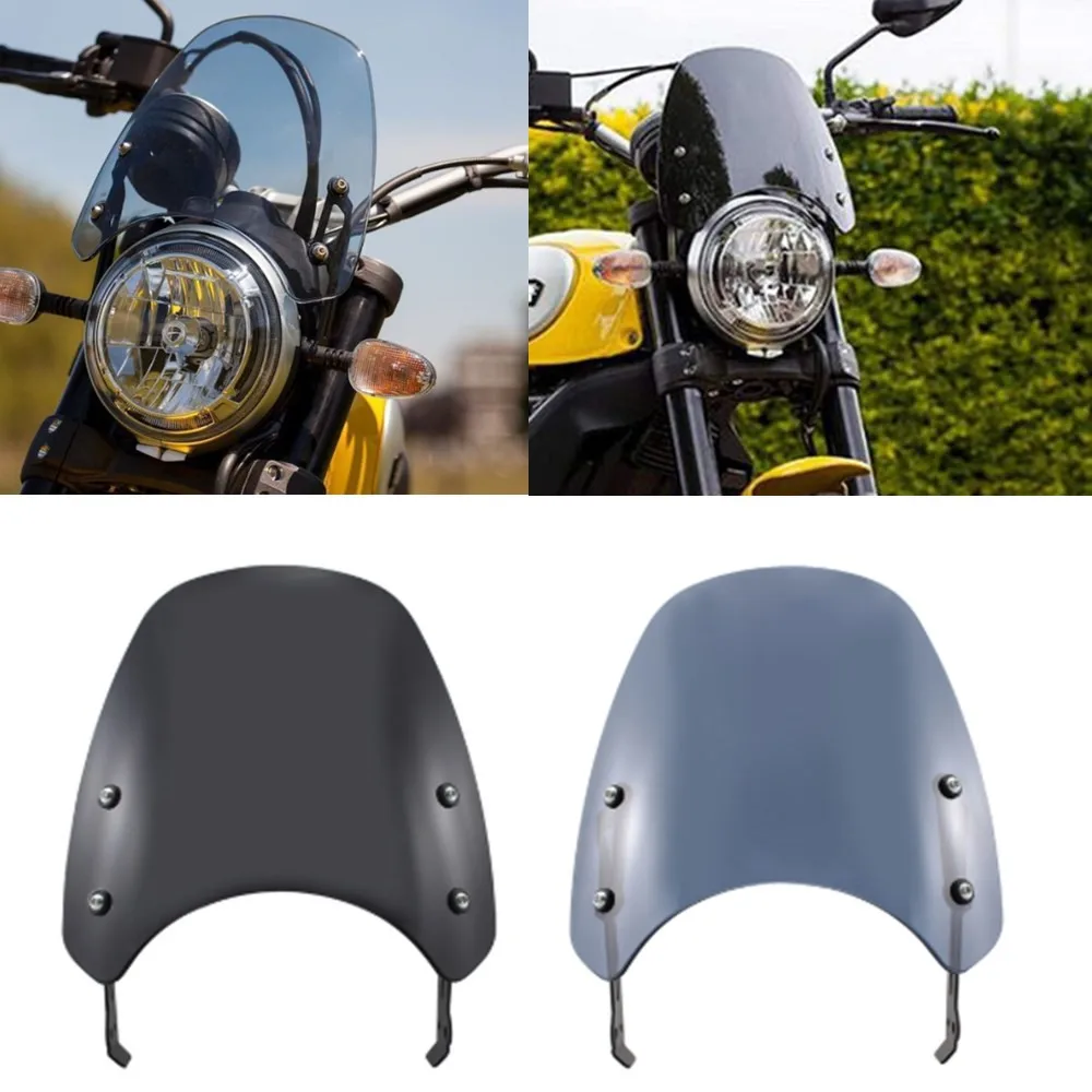 Motorcycle Somke /Black Windscreen Windshield Shield Bracket For 2015-2018 Ducati Scrambler (except Cafe Racer and 1100 model)