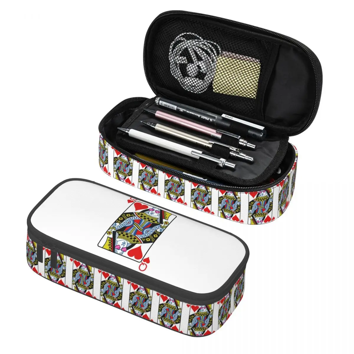 

Casino Nights Red Queen Of Hearts Pencil Case Pencil Pouch Storage Stationery Large Capacity Pen Box Pencil Bag for Kids