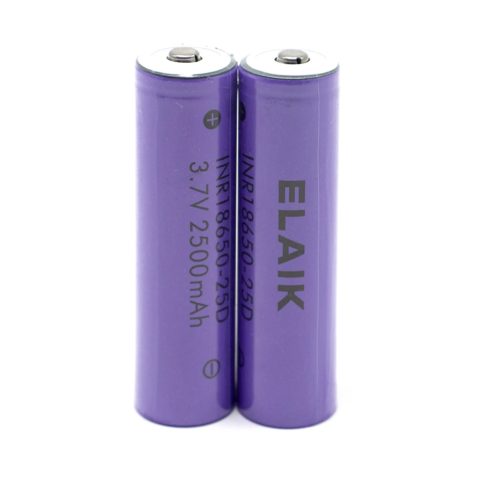 Bateria de lítio poderosa atual alta, pilha de poder apontada, chave de fenda 25D, 2500mAh, 3.7V, 30 A, 18650