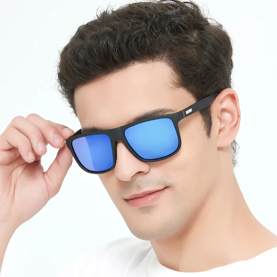 8 pezzi moda classica quadrata UV400 occhiali da sole uomo donna guida pesca occhiali da esterno leggeri alla moda colorati