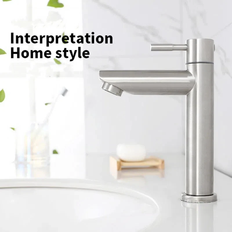

Tap Tap 304 Stainless Steel Basin Single Cold Faucet Wash Basin Balcony Toilet Bathroom Cabinet Faucet kitchen sink faucet