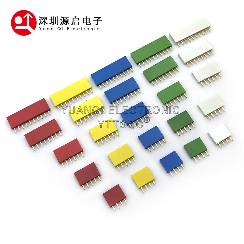 2.54mm Single Row Female PCB Board Pin Header Connector Strip Pinheader 2/3/4/5/6/8/10/16/40p 1 pin Colourful Socket For Arduino