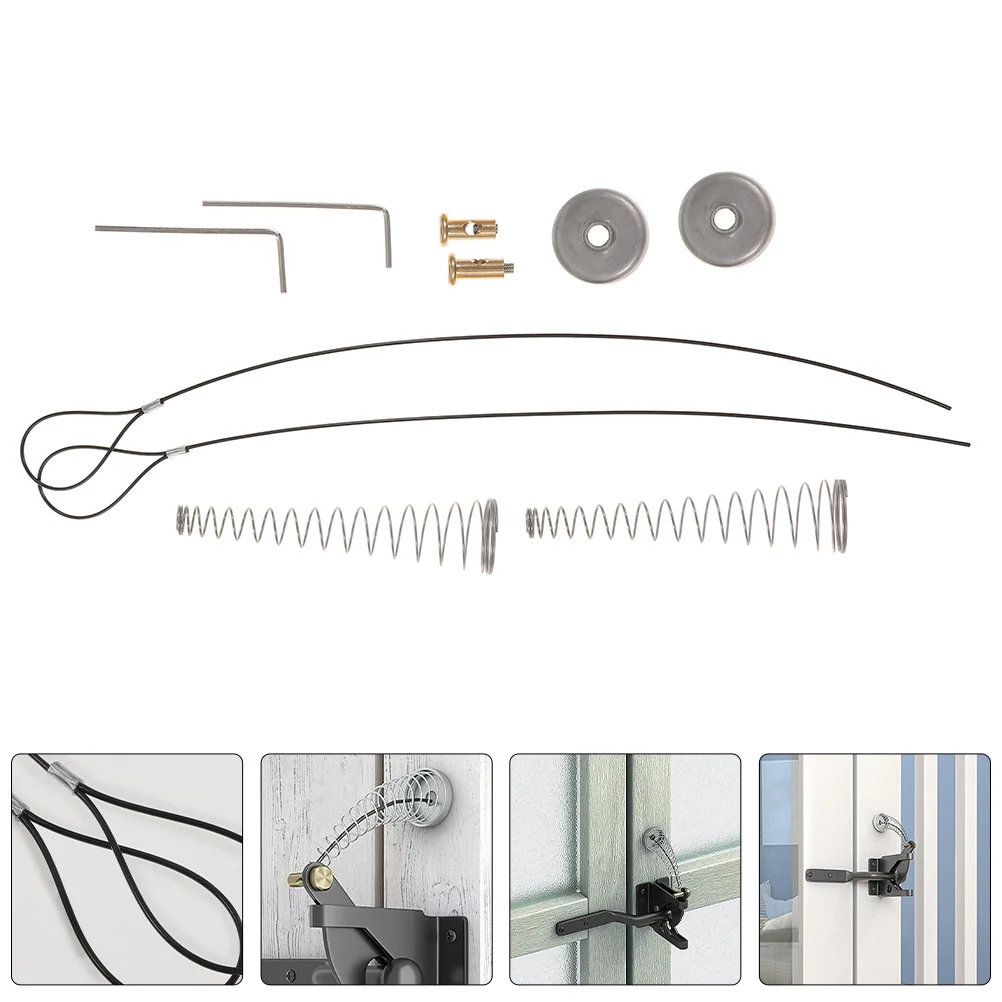 

3 set 3 Sets Spring Loaded Latch Pull Cable: Weatherproof Opener For Garden Yard Gates, Wooden Fence Hardware Kit, Outdoor Gate