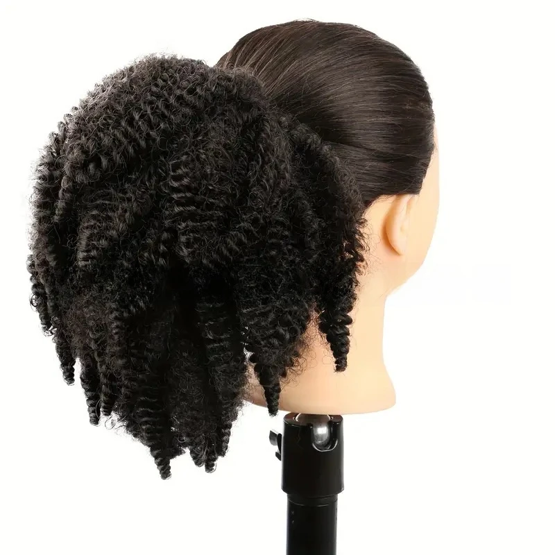 Caterpillar cordão cabelo coque rabo de cavalo sintético peruca afro kinky encaracolado peruca encaracolado africano