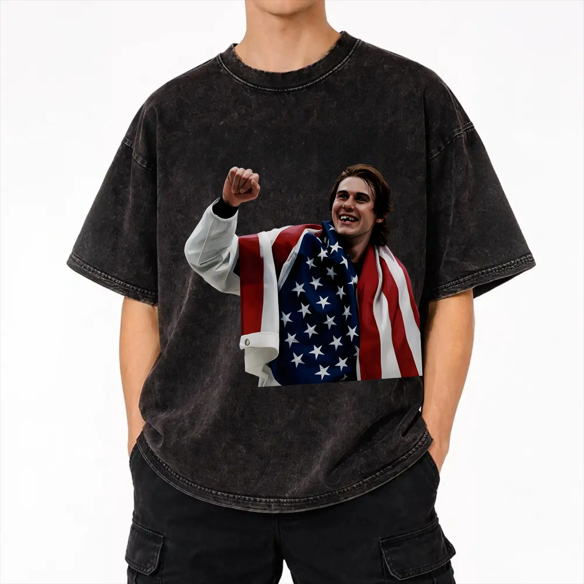 2026 Jack Hughes Usa Gold Hockey Washed Shirts Merch Harajuku T-Shirts  for Men Women Tee Shirt