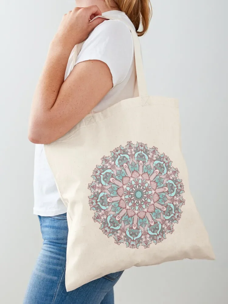 

mandala#31 on pink background Tote Bag Candy bags reusable shopping bag hand bag tote