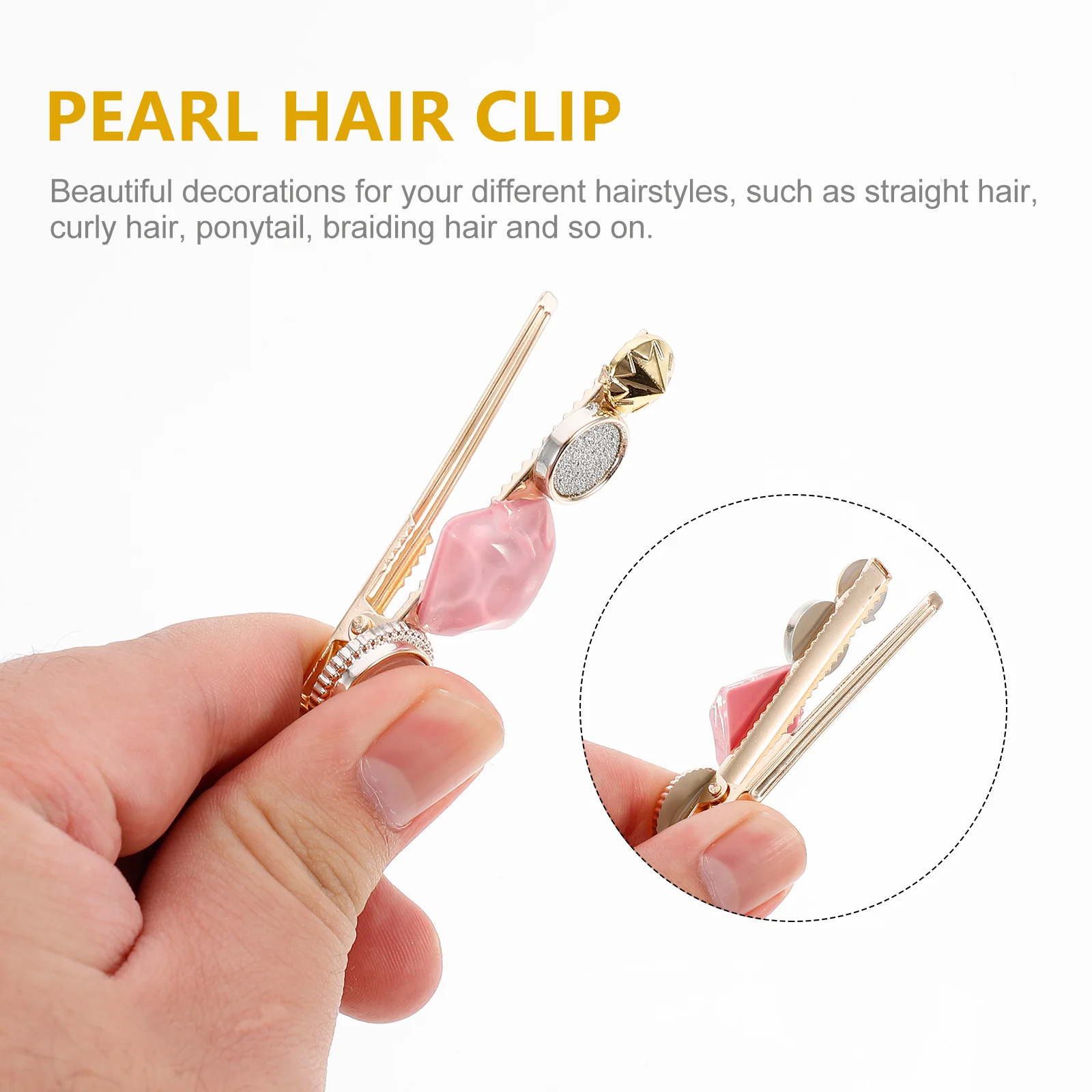 

8pcs Pearl Hair Clip Set Zinc Alloy Crystal Beautiful Hair Accessories Braiding Girls Headdress Stylish Barrette