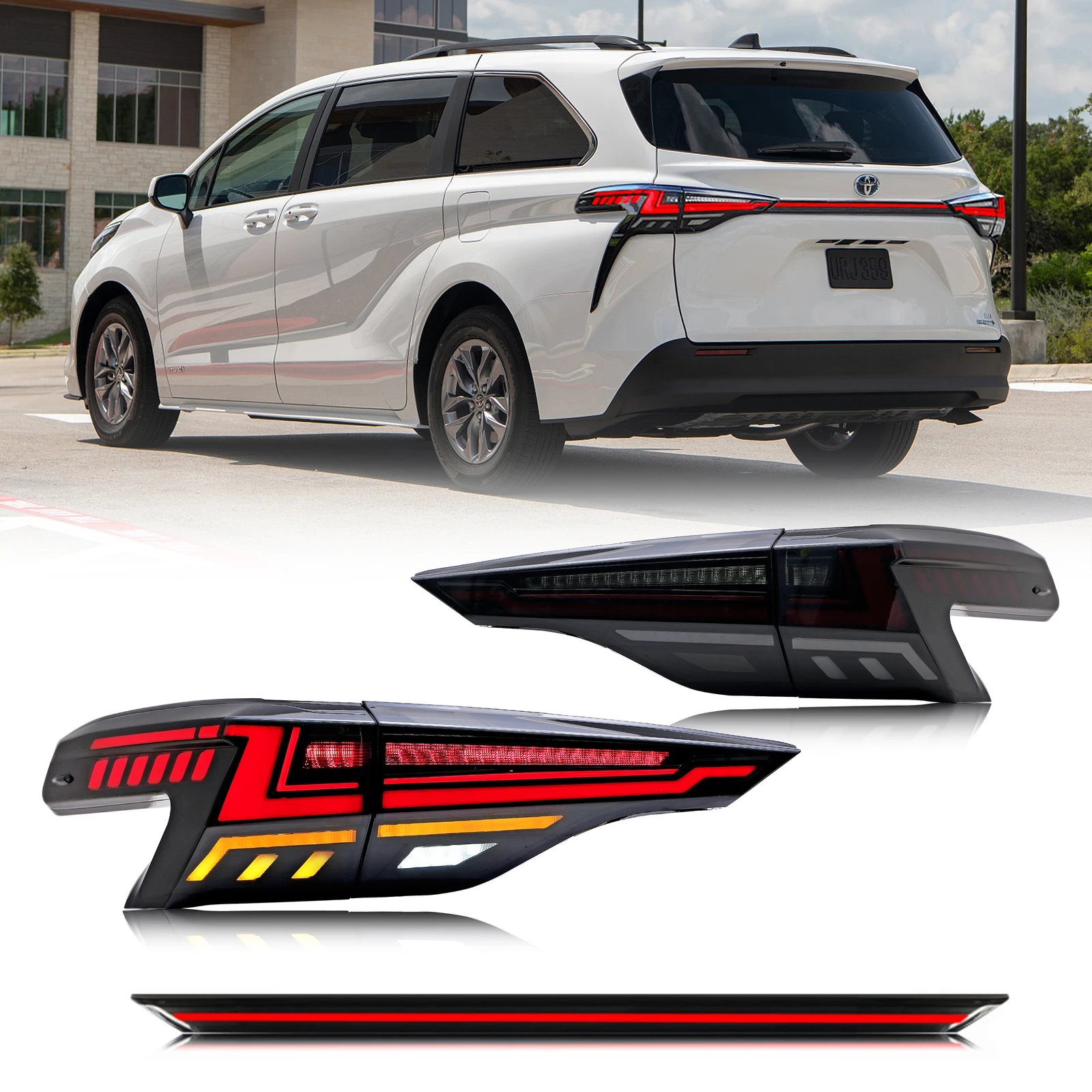 

LED Tail Lights ＆ Trunk lamp for Toyota Sienna 2021-2024 Sequential Sequential Turn Signal Trunk Rear Brake Lamps