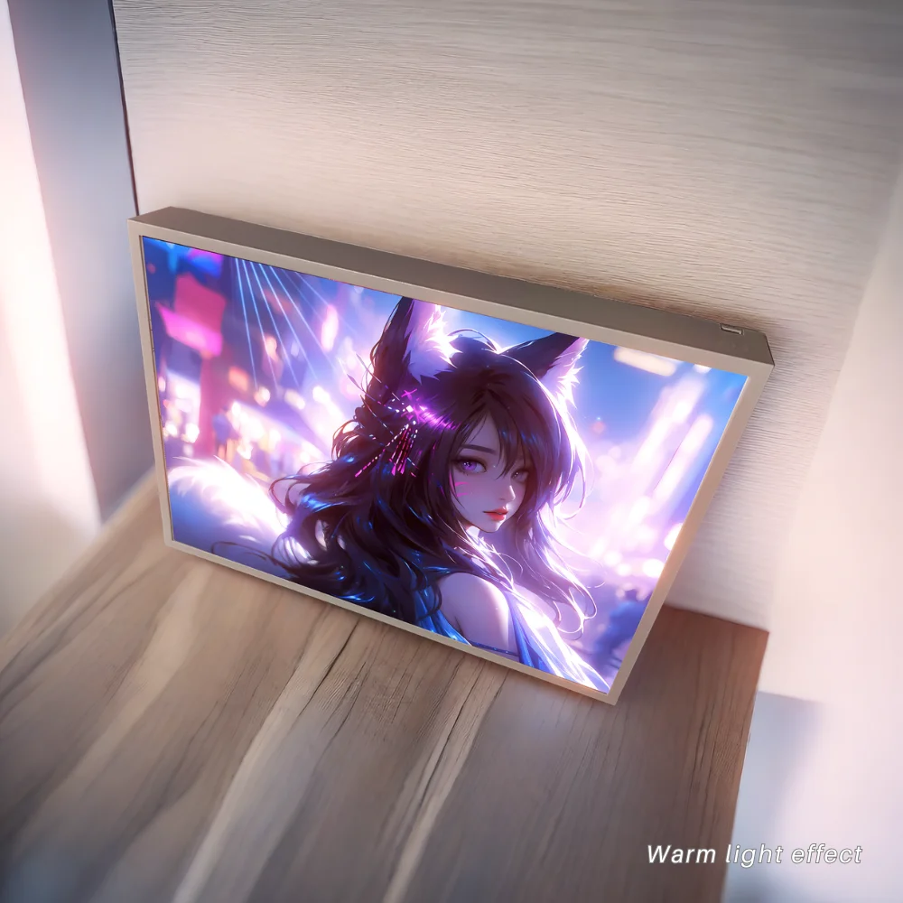 Led Anime Game Personage Fox Girl Ahri Light Painting Hd Cool Usb Dimming Sfeerlicht Gaming Room Desktop Neon Decoratie Cadeau