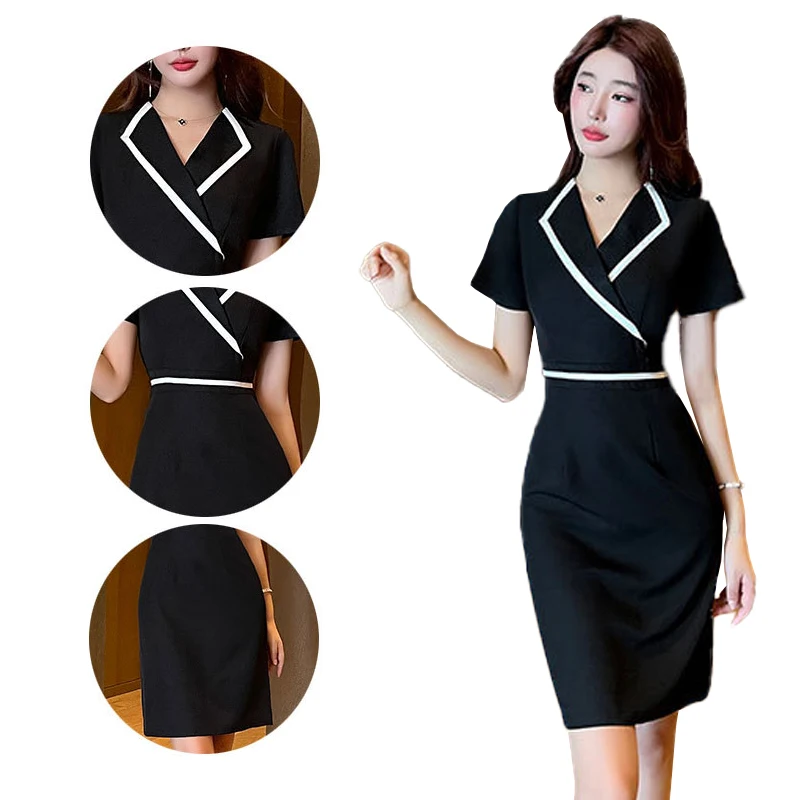 Aesthetic Uniform Summer Short Sleeve Beauty Salon Ladies Spa Beautician Costume Hotel Massage Overalls Waitress Dress