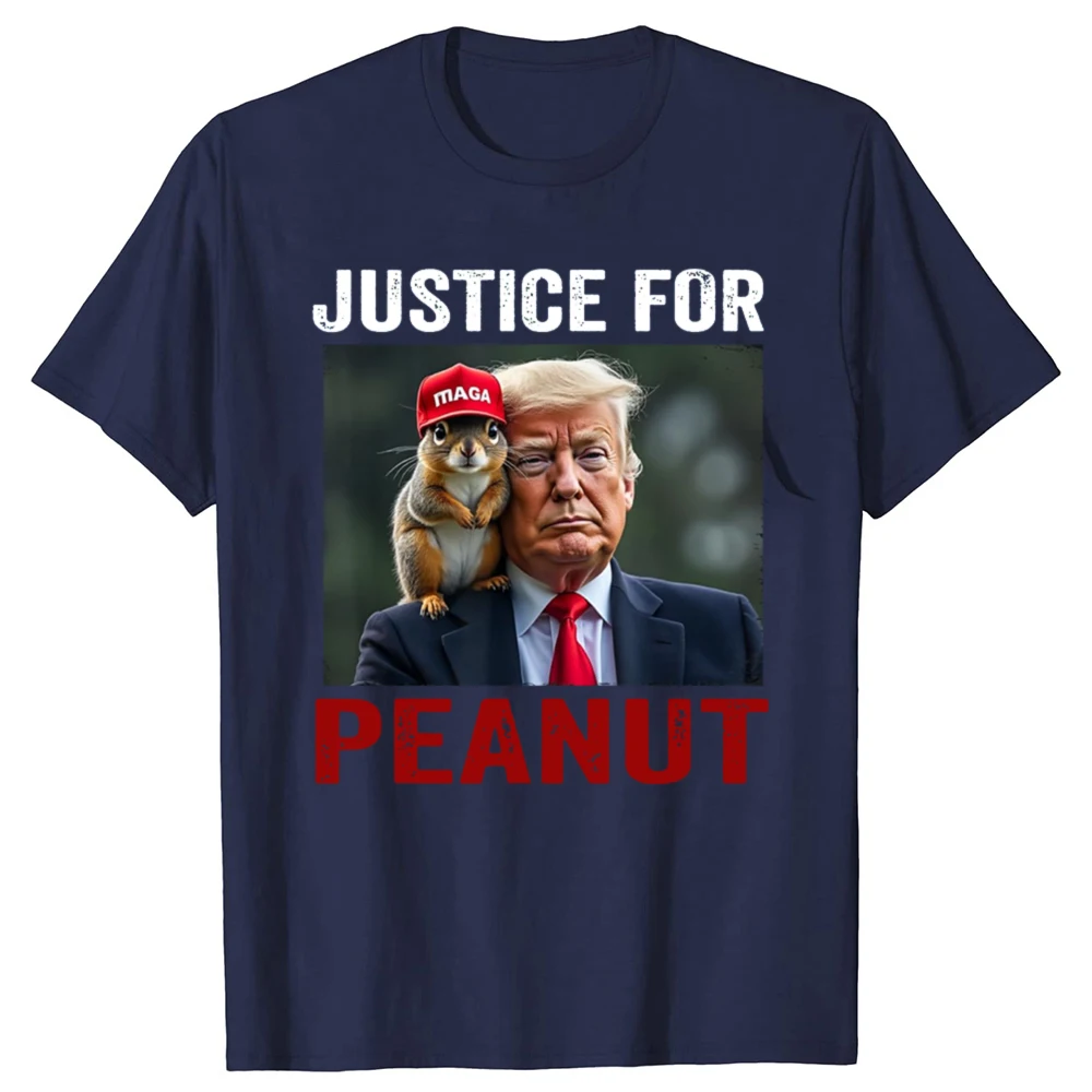 Funny Justice for Peanut The Squirrel Graphic T-shirts Men Women's Fashion Casual Tshirt 100% Cotton Loose Oversized T Shirt