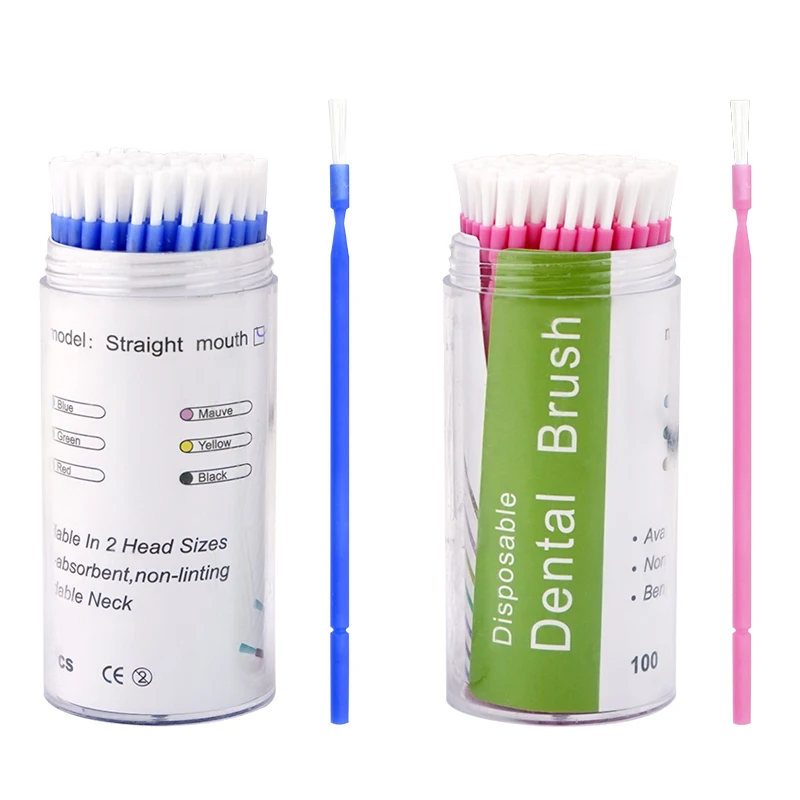 100pcs Disposable Dentistry Long Micro Brush Bendable Teeth Whitening Dental Micro Applicator Brushes Extension Tools Materials