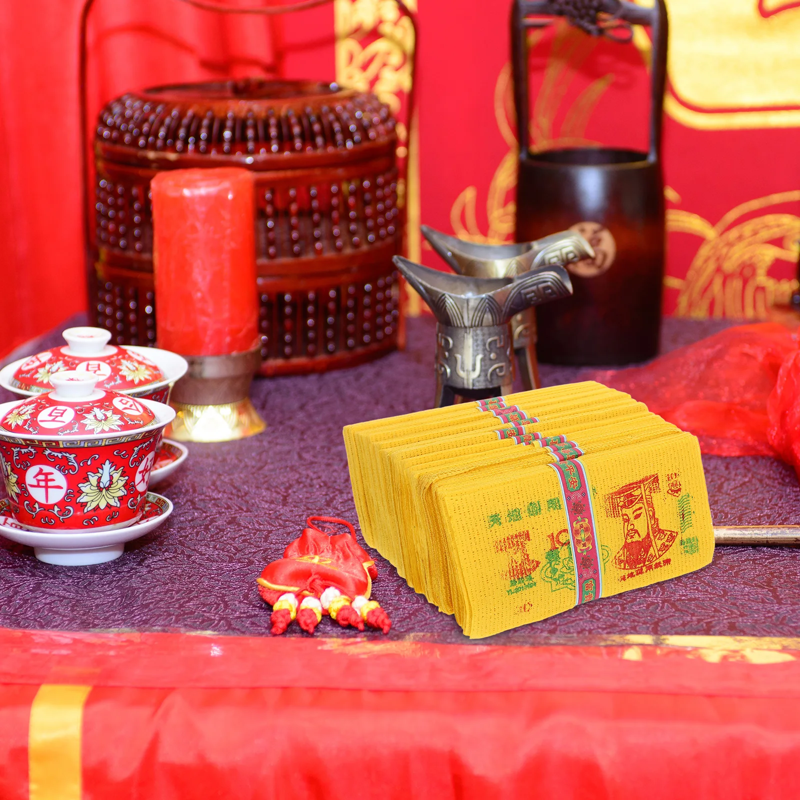 

12 Bundles Traditional Chinese Burning Paper Ancestral Banknotes for Worship Ceremony Ghost Festival Ancestor Remembrance Rites