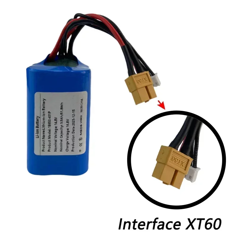 4S1P 14.8V 3500mAh LI-ION Battery 18650 For GA Battery Pack Model Airplane With XH2.54-5P XT60 Connector