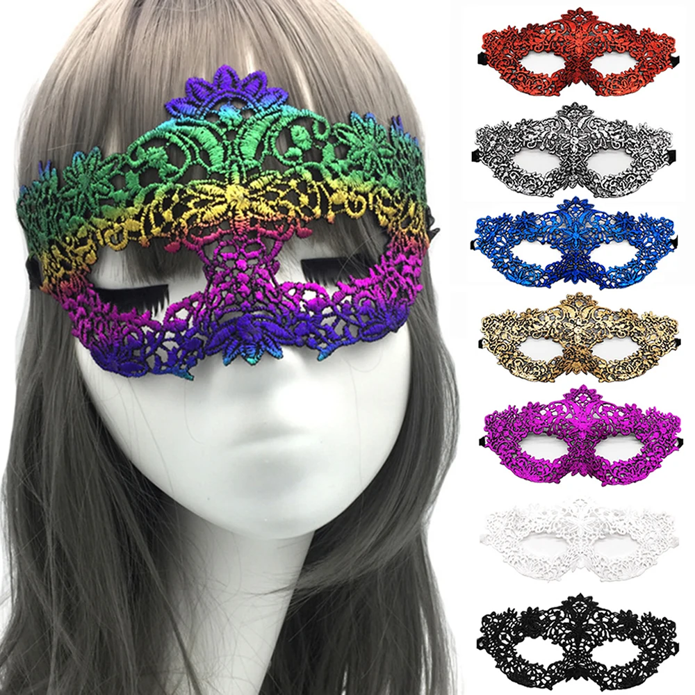 

1 Pcs Women Hollow Lace Face Mask With Ribbon Princess Mardi Gras Masquerad Cosplay Prom Props Costume SexyQueen Party Eye Mask