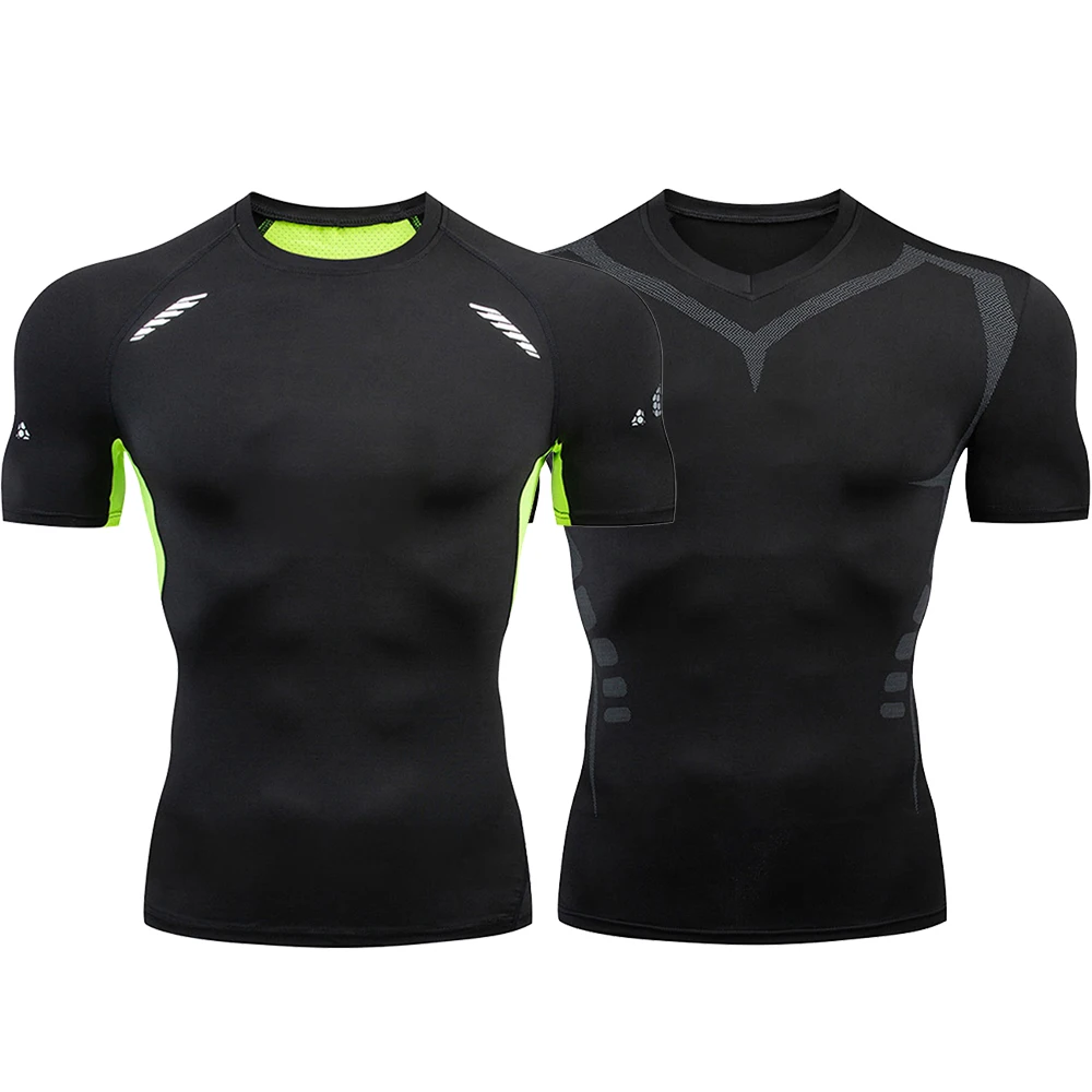 

Men's Running Compression Shirts Short Sleeve Sport Gym Tees Fitness Quick Dry Sweatshirt Jogging Tracksuit Athletic Shirt Tops