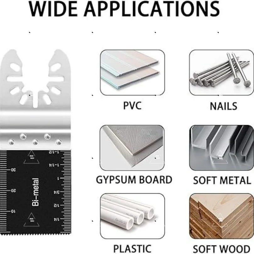 Xmsj 50 peças 1-3/8 "(35mm) lâminas oscilantes bimetálicas para unhas de metal macio corte de madeira liberação rápida universal