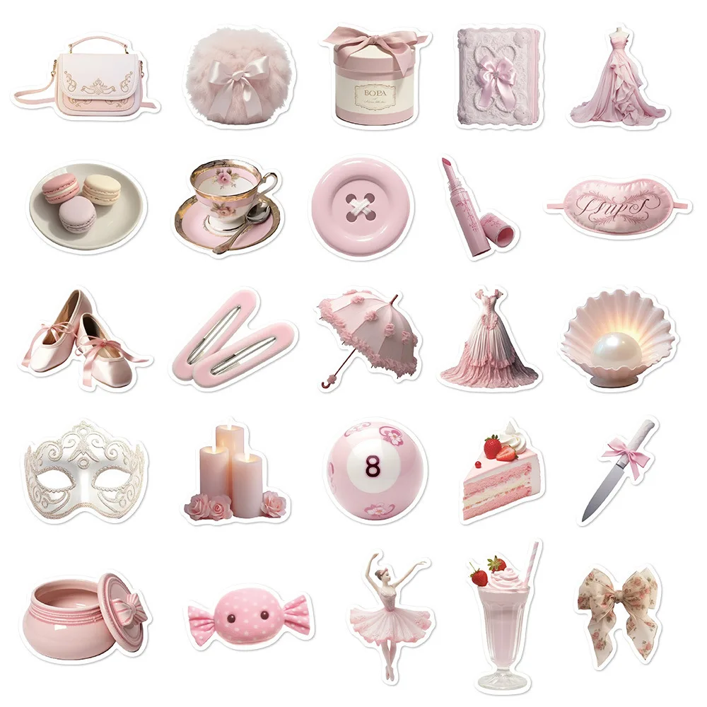 10/30/50pcs Cute Pink Ballet Girls Stickers Ins Style Decals DIY Decoration For Laptop Notebook Suitcase Laptop Phone Toys Gift