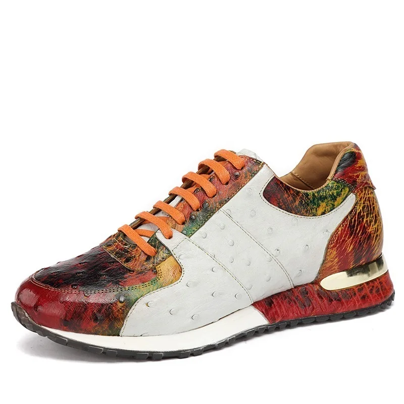 

2025 new arrival Fashion Ostrich skin causal shoes men,male Genuine leather shoes CP146