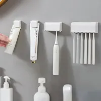 Wall-Mounted Toothbrush Holder, Toothpaste Storage Rack, Bath Organizer, Punch-Free, Bathroom Accessories, 1Pc