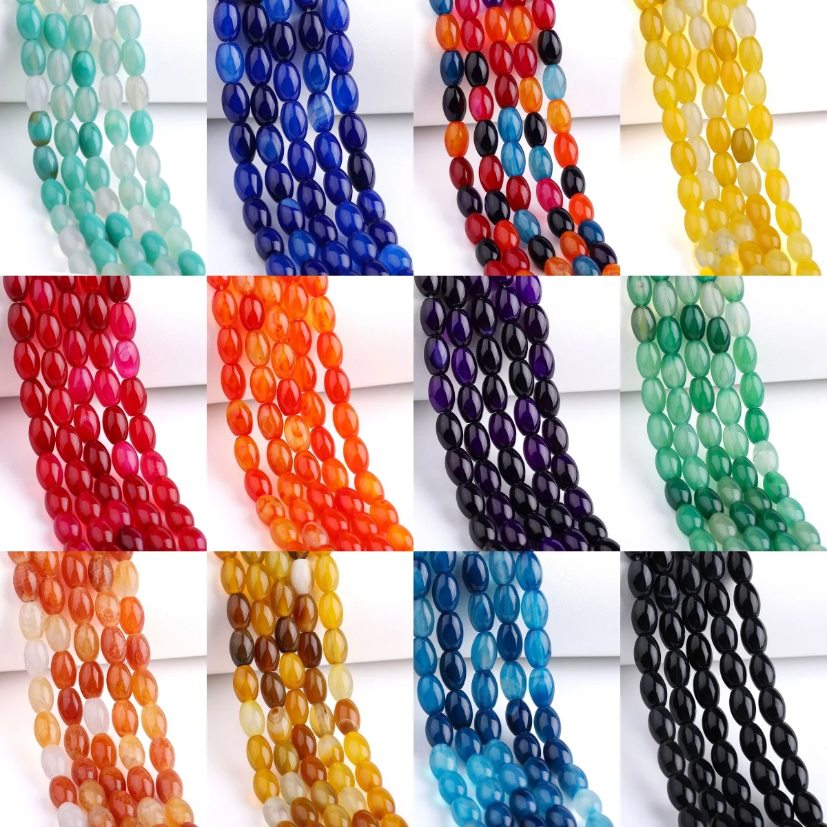 8x12mm natürliche Achat-Reisperlen, mehrfarbig, lose Spacer-Perlen für DIY handgemachte Schmuckherstellung, Armband, Halskette, Zubehör