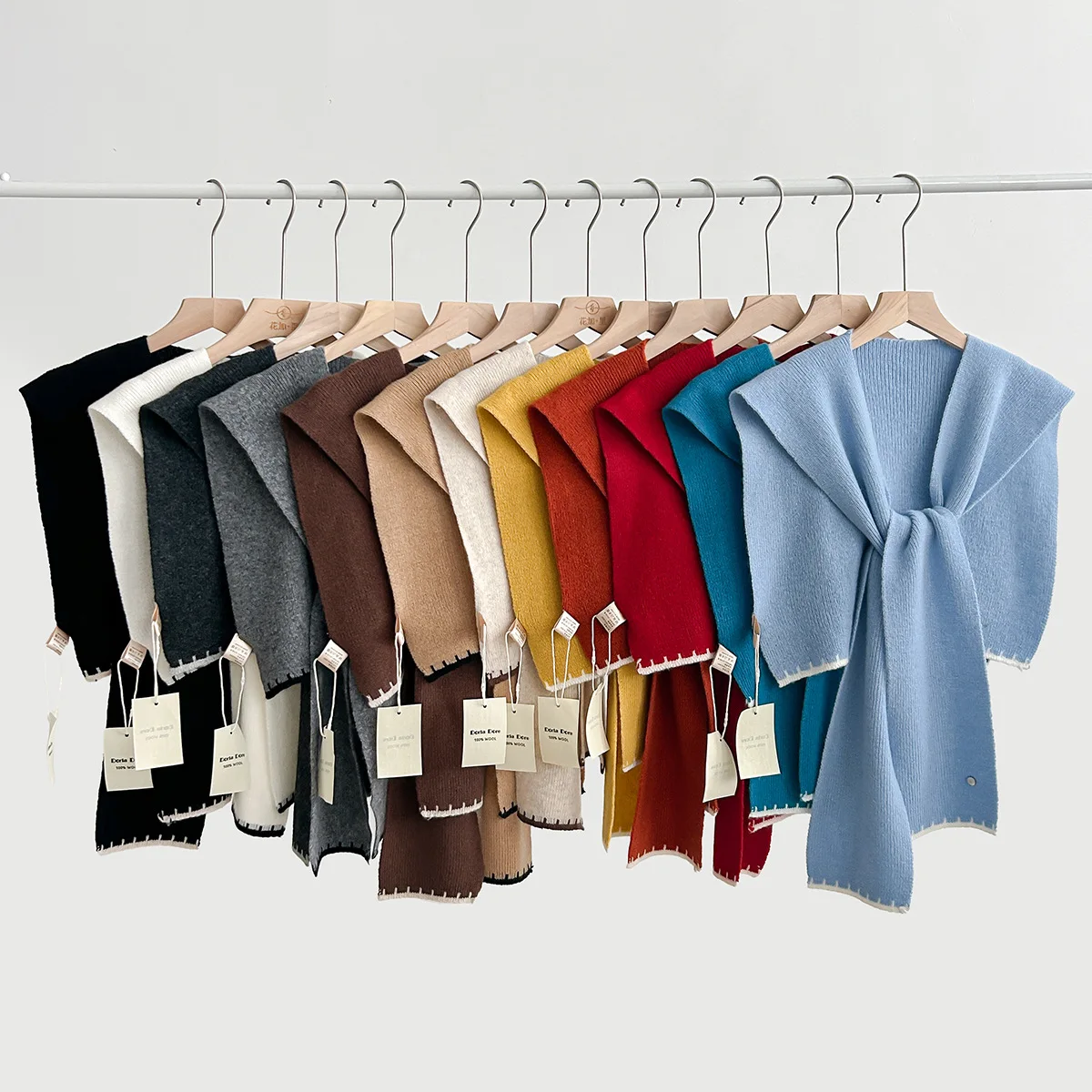

100% Wool Knitted Shawl Laid-back Style Cross Tie A Knot Shawl Air-conditioned Room Warm Shoulder Protection Shawls Woman Luxury