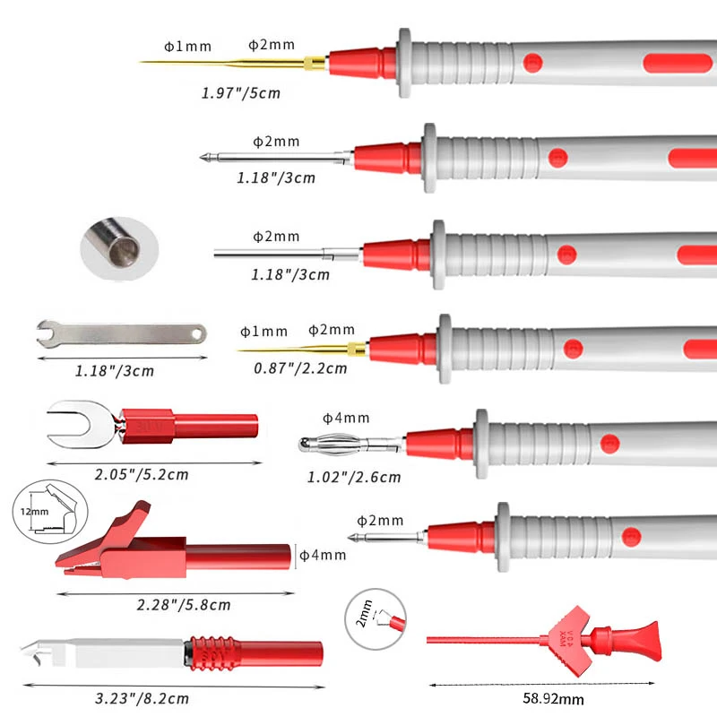 Cleqee P1503SDL Silicone Multimeter Test Leads Kits Replaceable Probe Needles with Alligator Clip Feeler Cable for Digital Meter