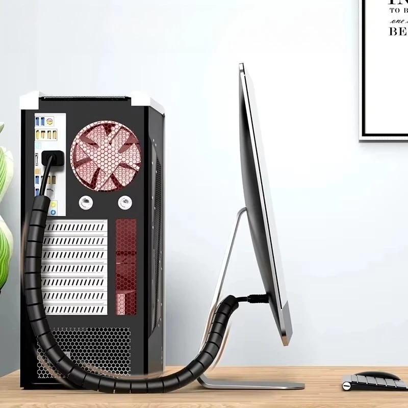 Flexible Spiral Cable Protector Tube 10/16mm Computer Wire Cord Organizer Clip Household Office Cable Management Supplies