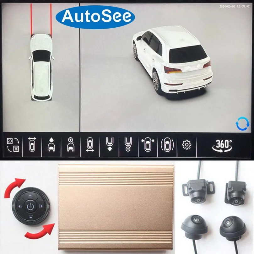 

12-й вид 3D 360-градусная камера Автомобильная камера «птичье глаз» с панорамным обзором и объемным зеркалом AVM Комплект для помощи при парковке и обратной стороне AV AHD HDMI