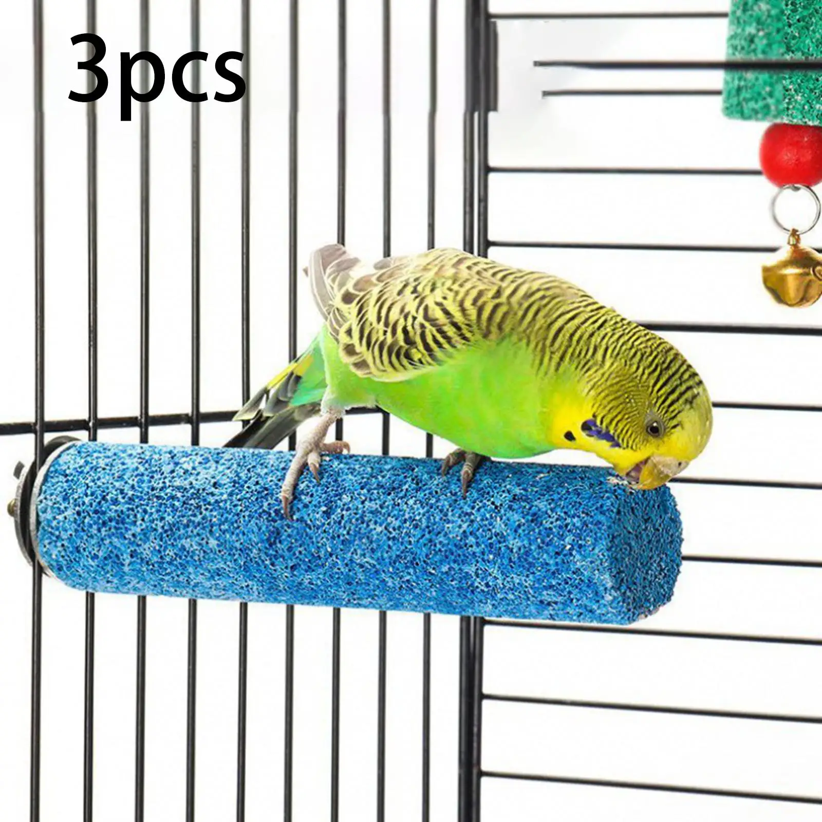 3x Bird Perch Bird Cage Accessories Platform Birdcage Scrub Stand Bar Bird Stand Toy for Finches Parakeets Canaries Budgies