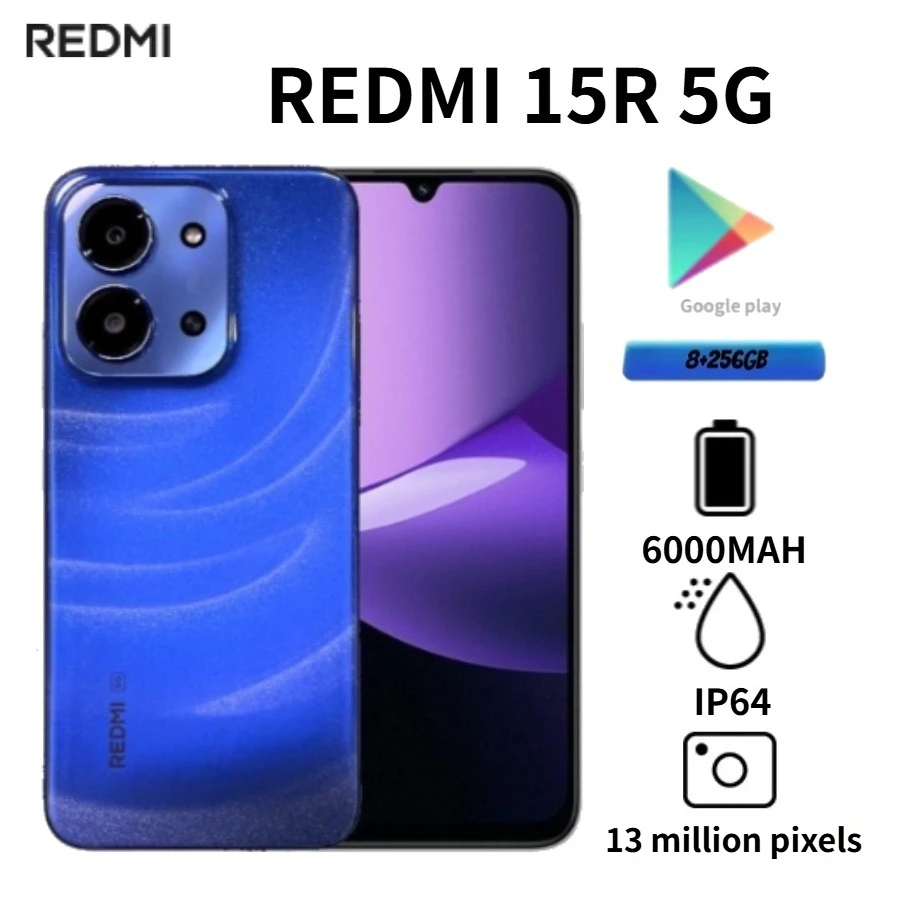 2026 Redmi 15R International Edition Smartphone, 6.9-inch 120Hz high refresh rate, dual SIM, 6000 mAh battery capacity