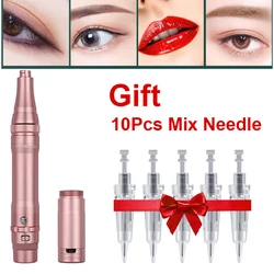 Wireless PMU Machine Tattoo Pen Kit Permanent Eyebrow Lip Contour Pen Beauty Art Tattoo Gun Suitable for Beginners with Needles