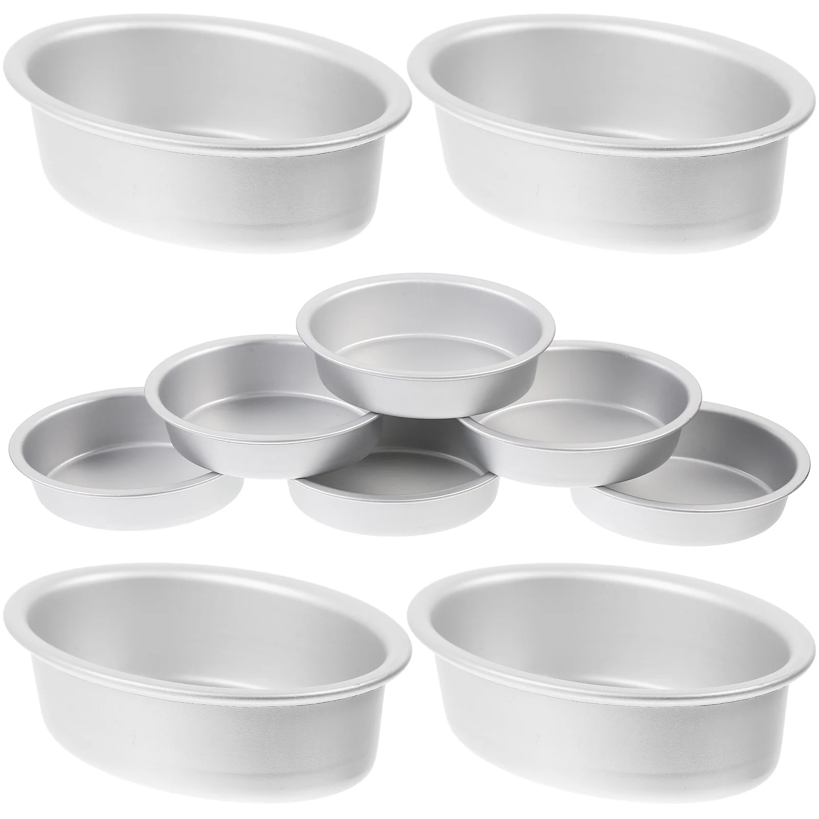 

10 Pcs Oval Mold Flan Cake Baking Pans Nonstick with Lid Mini Tins Tart Molds for Bread Plate Metal