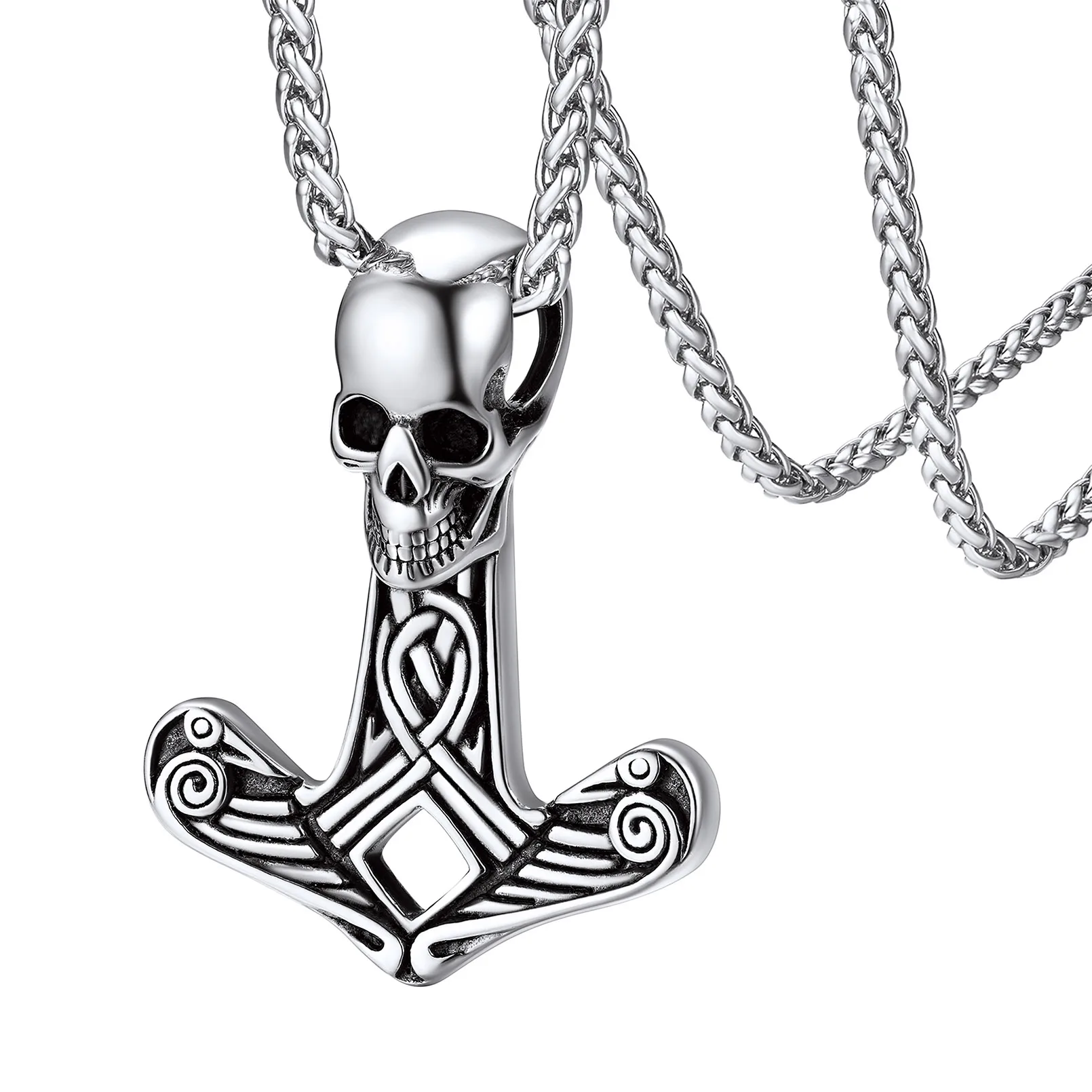 

ChainsPro Norse Viking Odin Sword Gungnir Spear Head Pendant Necklace for Men Women with Sturdy Wheat Chain CP975