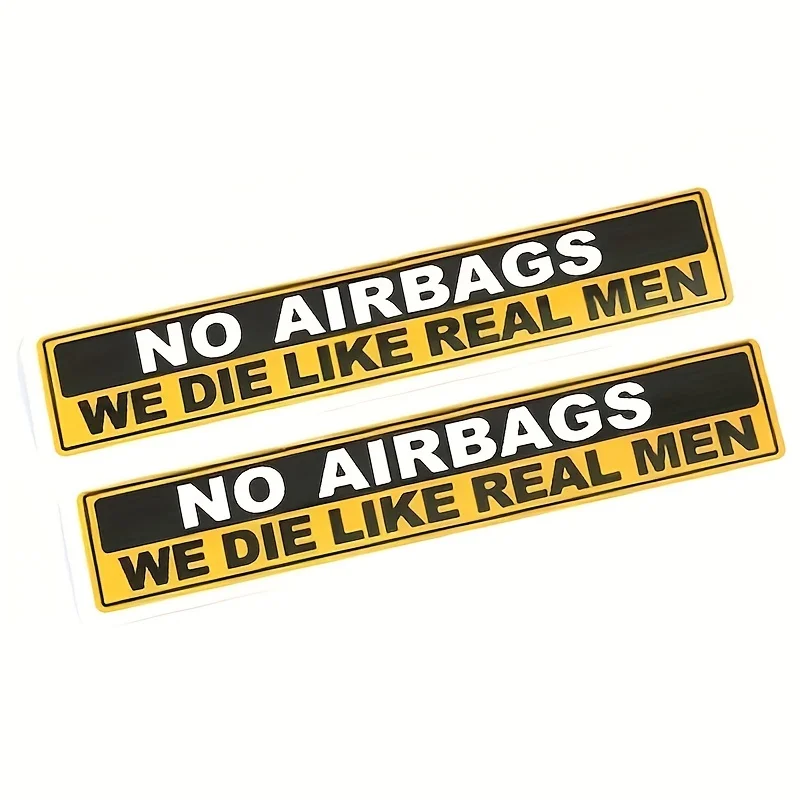 2pcs Caution NO AIRBAGS Funny Car Sticker Decal Vehicle Safety Warning Rule Sticker Sun Visor Window Graphic Bumper Car Sticker