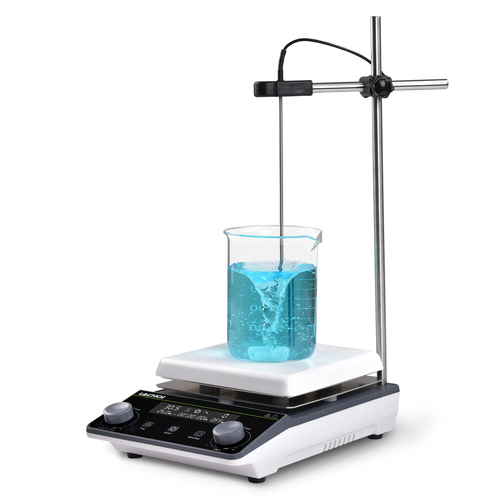 

Plastic stirrer with heating laboratory heating plate