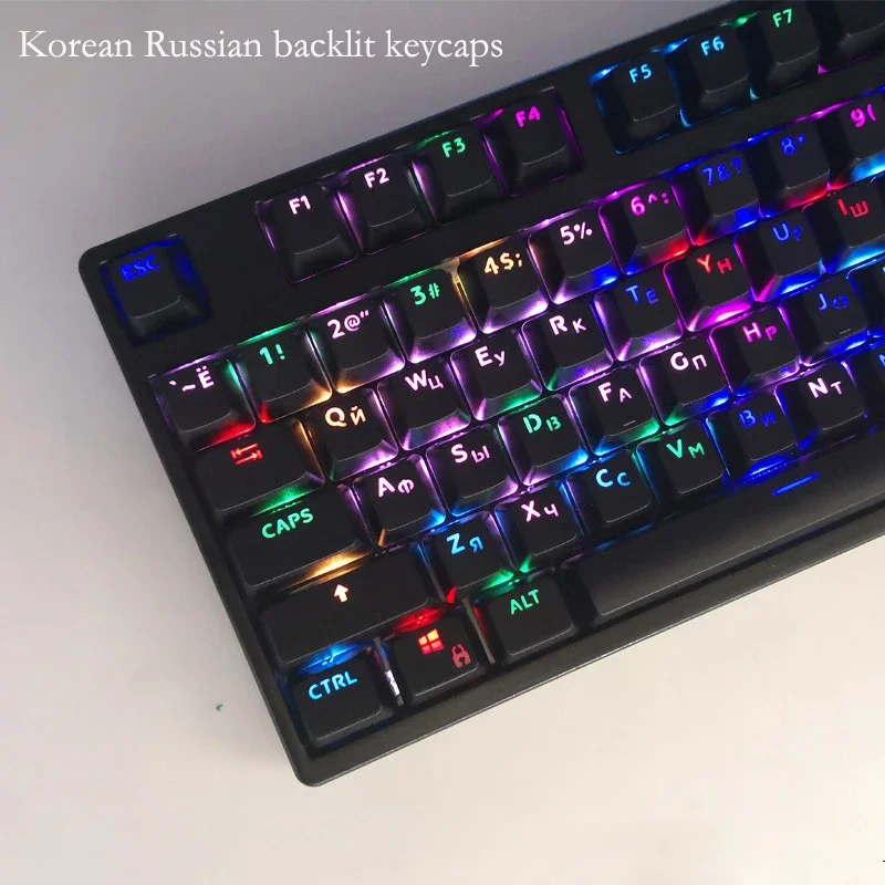 Teclas rusas coreanas retroiluminadas para Gaming, Teclado mecánico Cherry MX Switch, perfil OEM, ABS, bricolaje personalizado, 104 teclas
